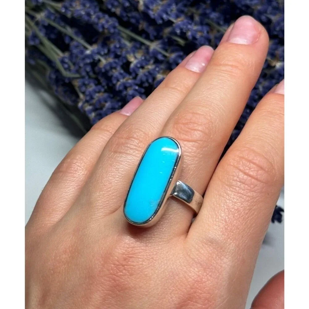 925 STERLING SILVER LARIMAR RING SIZE 8